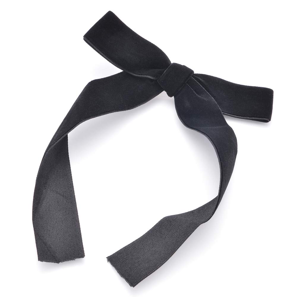 

Long Velor Ribbon Barrette [PARIS KID S] [Black]