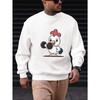 Men's Cartoon Chicken Lifting Dumbbell Casual Crew Neck Sweatshirt.