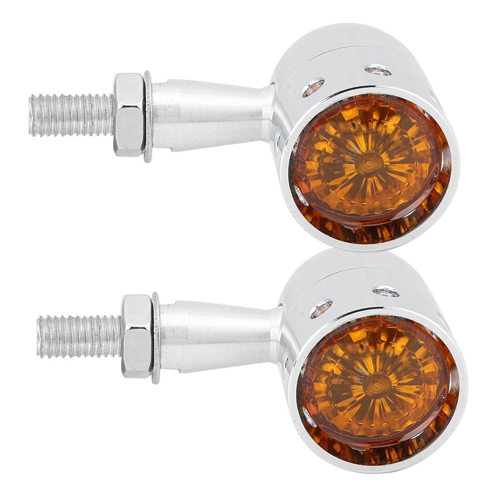 2pcs Universal 12V Motorcycle Turn Signal Light Retro Vintage Hollow Indicator Lamp Amber