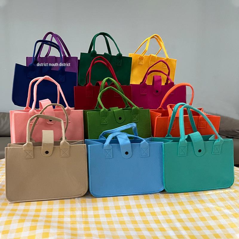 Solid Color Felt Handbag: Large Capacity Commuter and Student Bag