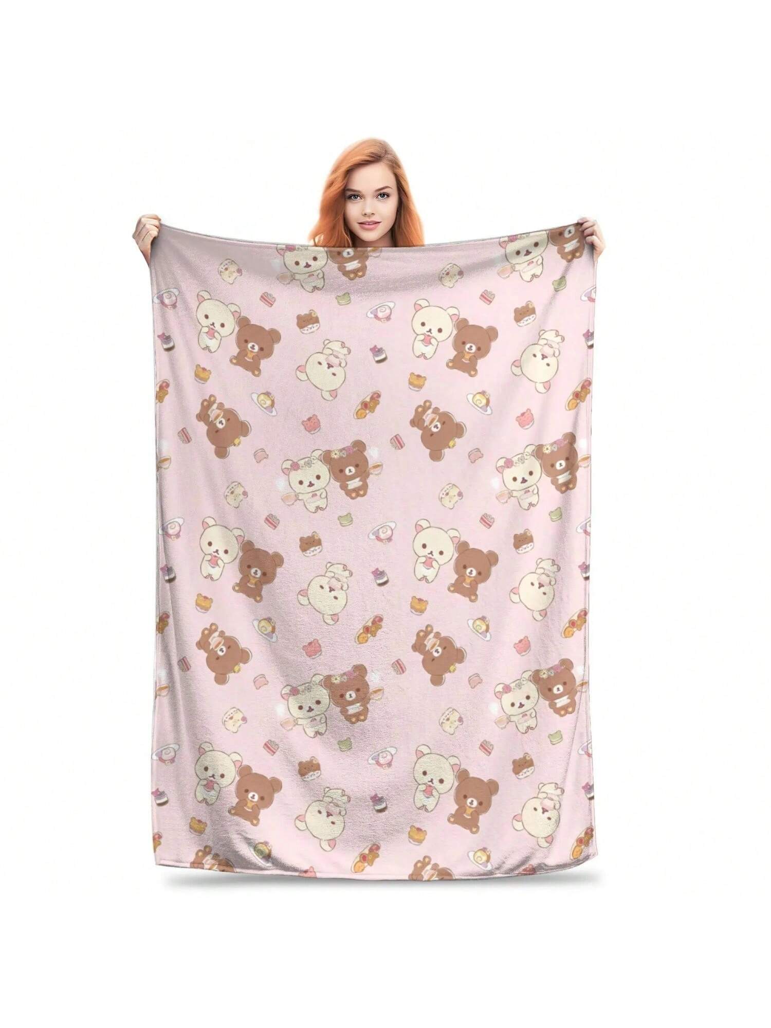 

Кавайный Рилаккума Вязаные одеяла Медведь Мультяшный Фланелевые пледы Летние для кондиционера Печатные Мягкие Теплые Постельное белье 75X95CM серый