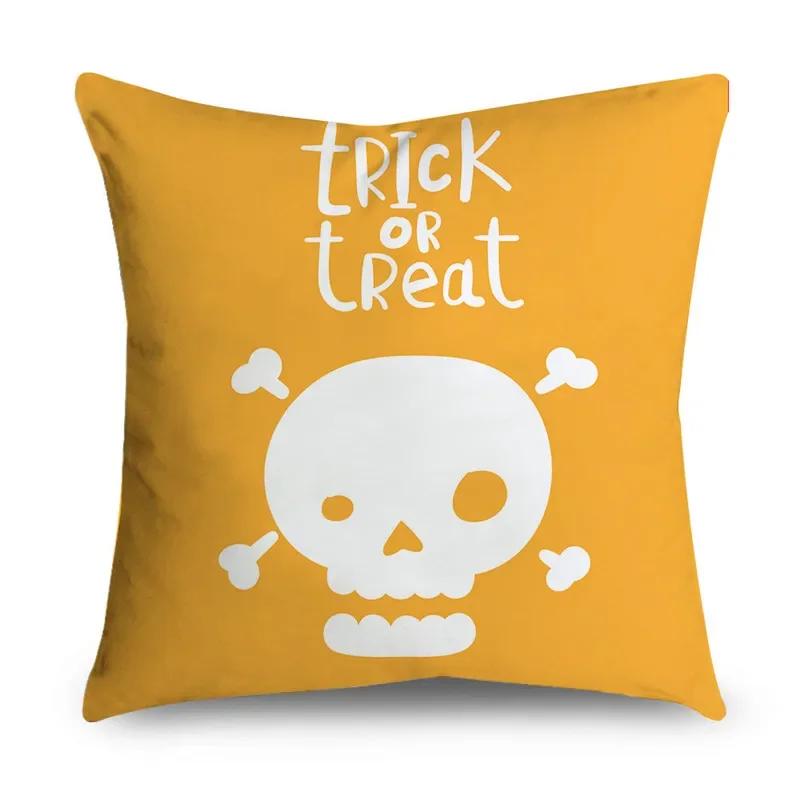 Halloween Theme Horror Pumpkin Wizard Print Pattern Cushion Cover Home Living Room Sofa Decoration Square Throw Pillow
