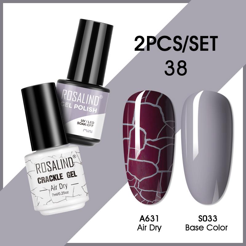 

ROSALIND 2 шт. гель-лак для ногтей цветной гель-лак для ногтей с кракелюром гель-лак для растрескивания ногтей быстросохнущий гель для дизайна ногтей
