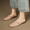 Fashion 2025 Summer Women Shoes Genuine Leather Square Toe Women Sandals Solid Modern Sandals for Women Low-heel Women's Mules Shoes