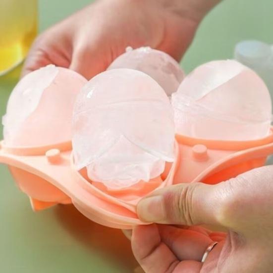 Silicone Ice Cube Mold Rose Shape Ice Ball Tray Slow Melting Whiskey