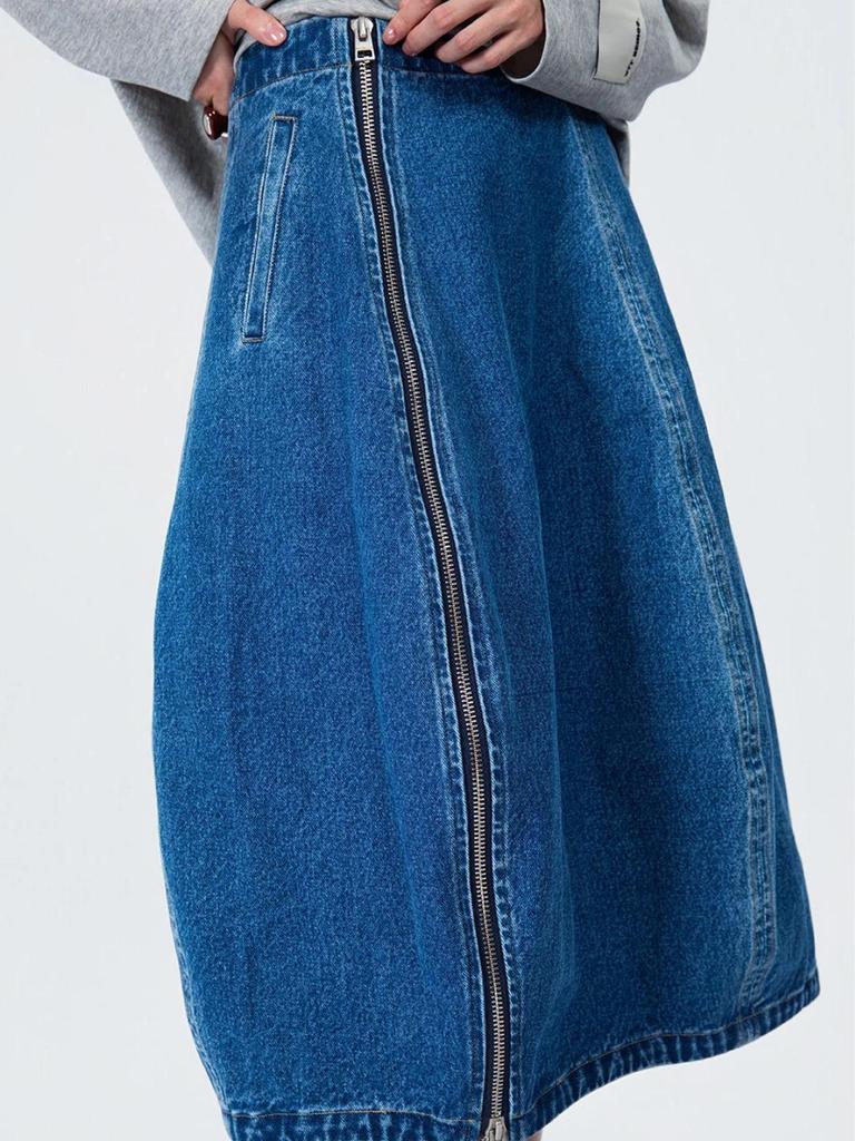 2025 Autumn Versatile A-line Denim Floral Long Skirt for Women