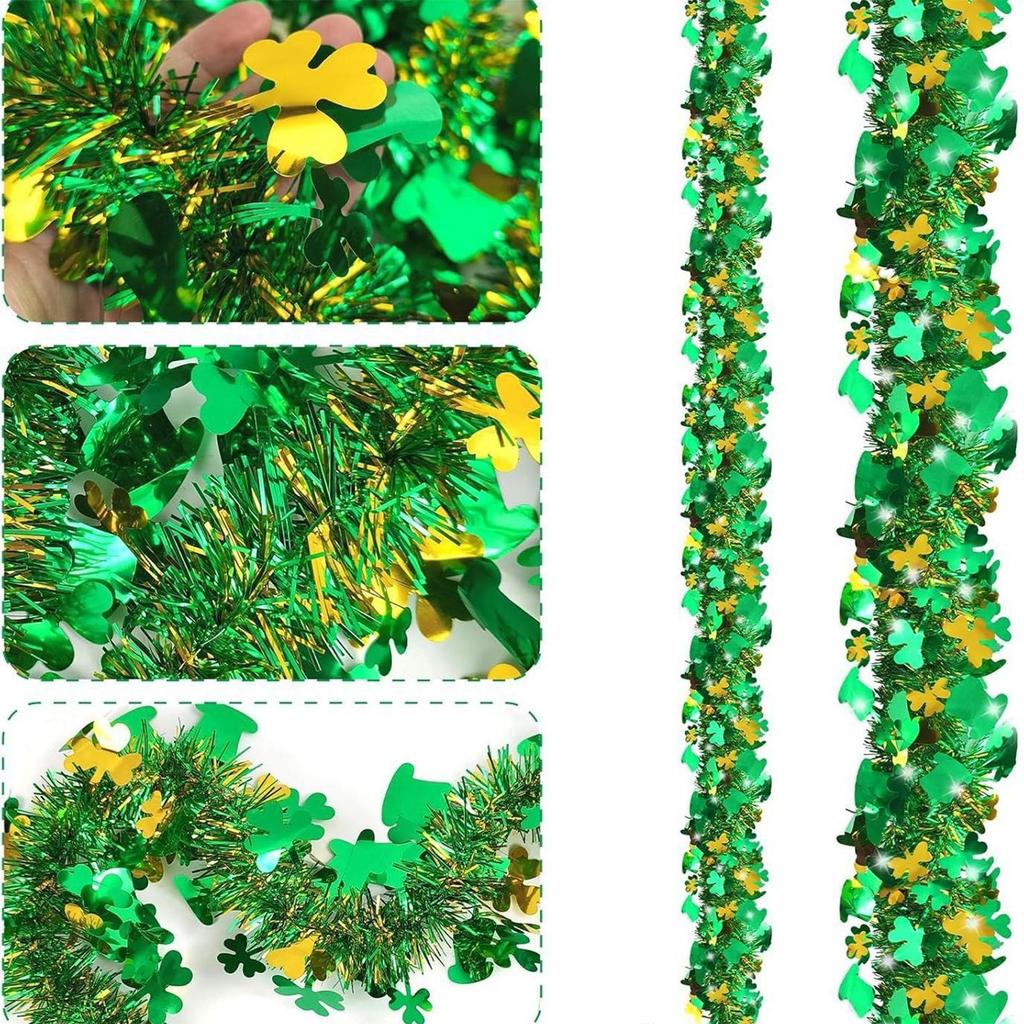 St Patricks Day Garland 200cm Shamrock Green Home Decor St Patricks Day Decor for Weddings Farmhouse Bedroom Bathroom Home