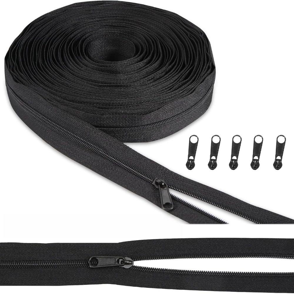 Contrast Color Bag Zipper Set 5m Zipper 5 Zipper Puller Slider Closure Zip Sewing Accessories
