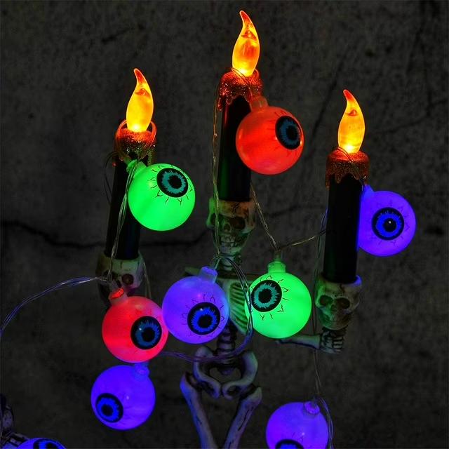 1PC 3M/9.84FT. 20LED Spooky Halloween Eyeball String Light Battery Powered Suitable For Home Yard Outdoor Festival Party Decor