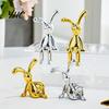 Durable Plastic Bunny Statue 2Pcs Long Ear Figurine UV Electroplating Adhesive Sitting Rabbit Elegant Sculpture Figure Model Toy Car Dashboard