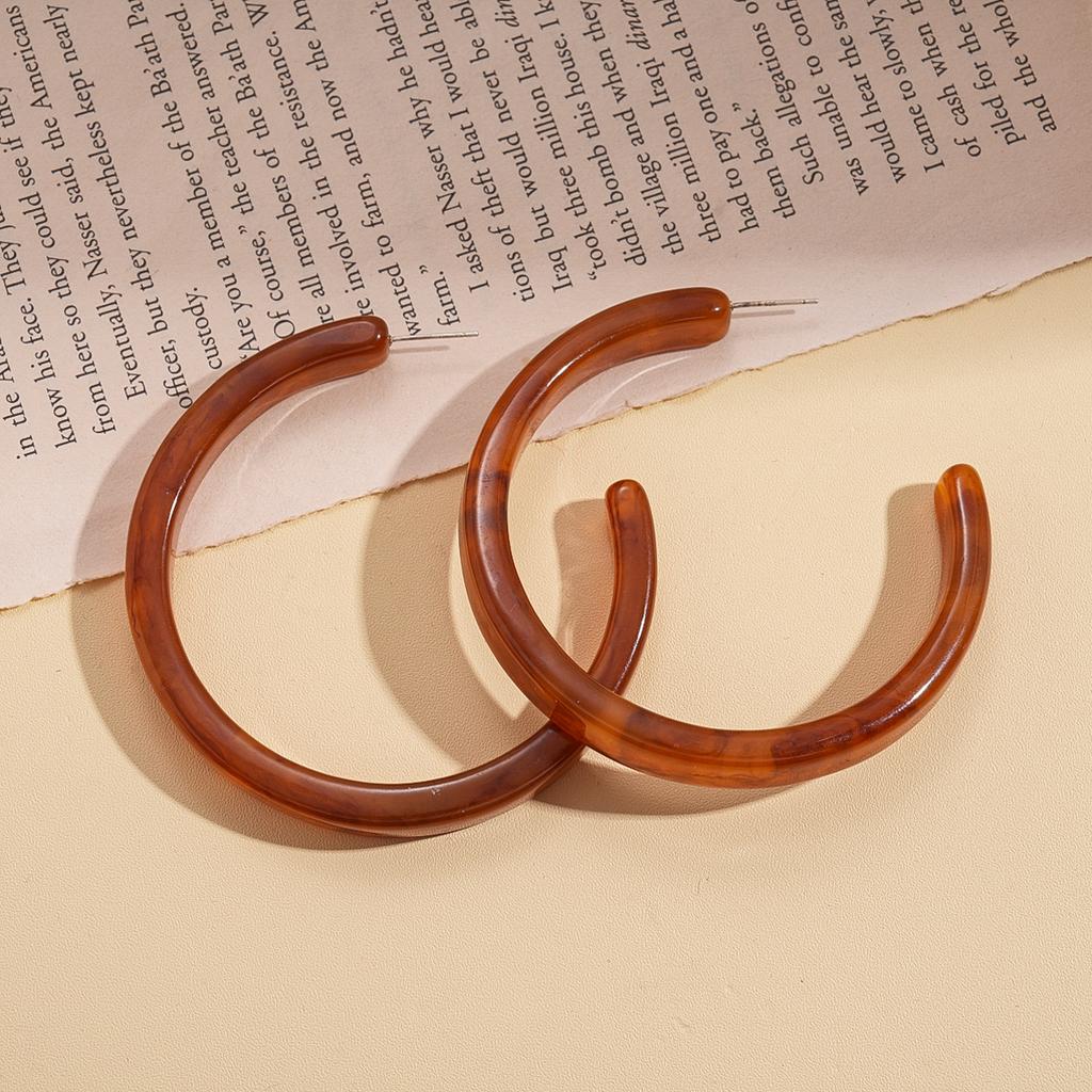 Acrylic smudge round love flower silver needle earrings melad feeling earrings