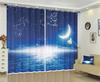 Earth Space Night Milky Way Starry Sky Printed Drape 2 Pieces Thin Children's Curtain for Living Room Bedroom Window Drape Decor