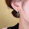 Zircon love bow fringed ear buckle niche design exquisite earrings light luxury high-end versatile earrings