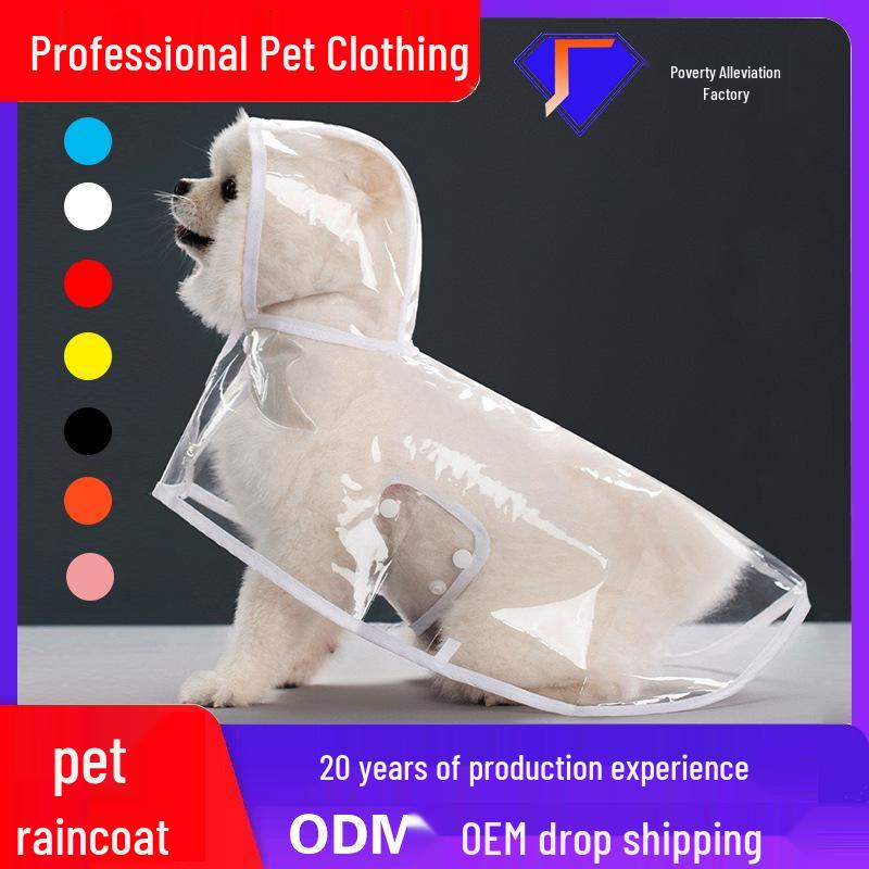 Eco-Friendly Thickened Transparent Dog Raincoat for Small and Medium Breeds