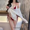 Women's Sexy Mesh Three-Piece Bikini Set with Quick-Release Cover-Up