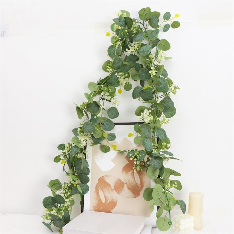 Realistic 180cm Eucalyptuses Vine Display Ornament Feature 60 Blooms Head Ideal For Party And Event Decoration