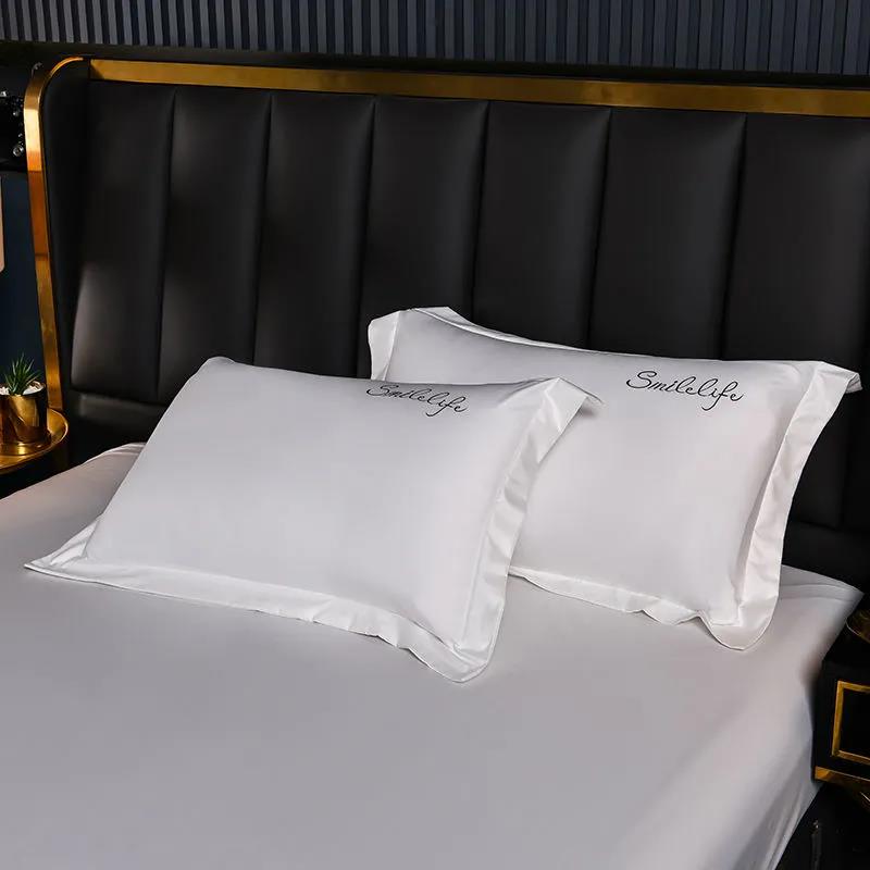 Pillowcase Summer Cool Ice Silk Pillow Cover Embroidered Solid Color Washed Ice Silk Pillow Cover Two Pack 4874cm