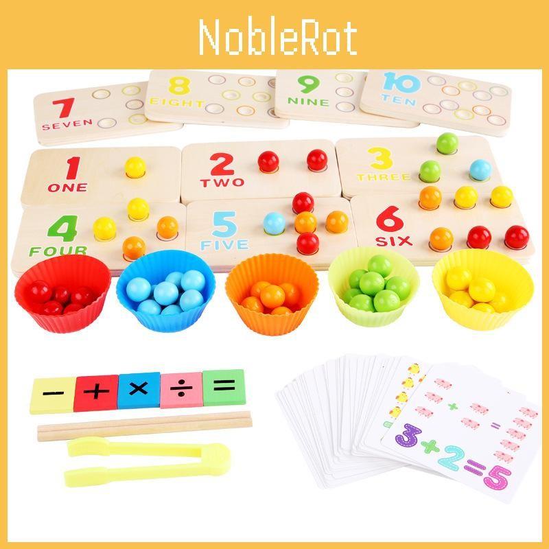 Wooden Multifunctional Arithmetic Clip Bead Learning Board Kid Puzzle Set Toy
