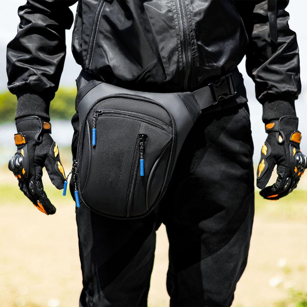 Motorcycle Waist Pack, Riding Hip Pack with Adjustable Strap, Outdoor Leg Bag for Cycling, Hiking, Camping