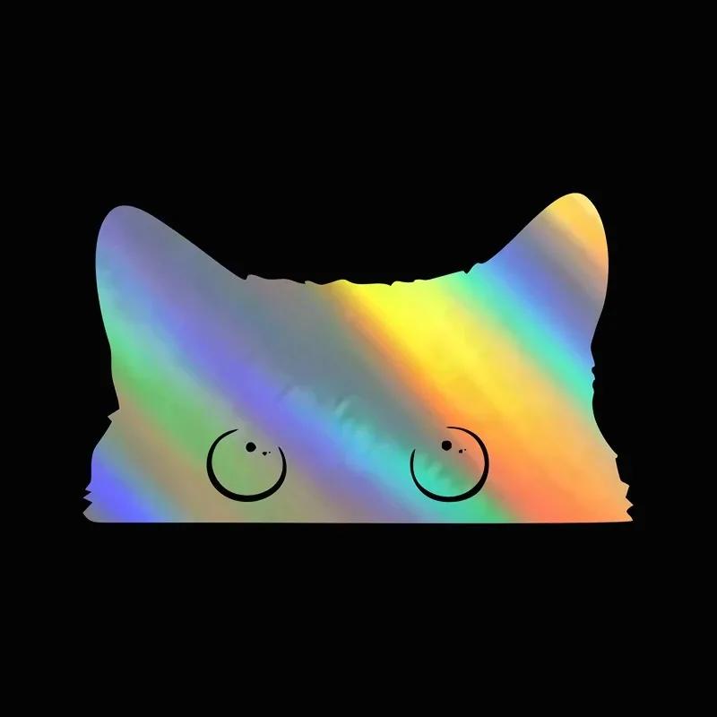 

LYKX Car Sticker Accessories Poor Cat Is Stealing with Big Eyes Watch Vinyl Car Styling Cover Waterproof PVC 15CM X 9CM