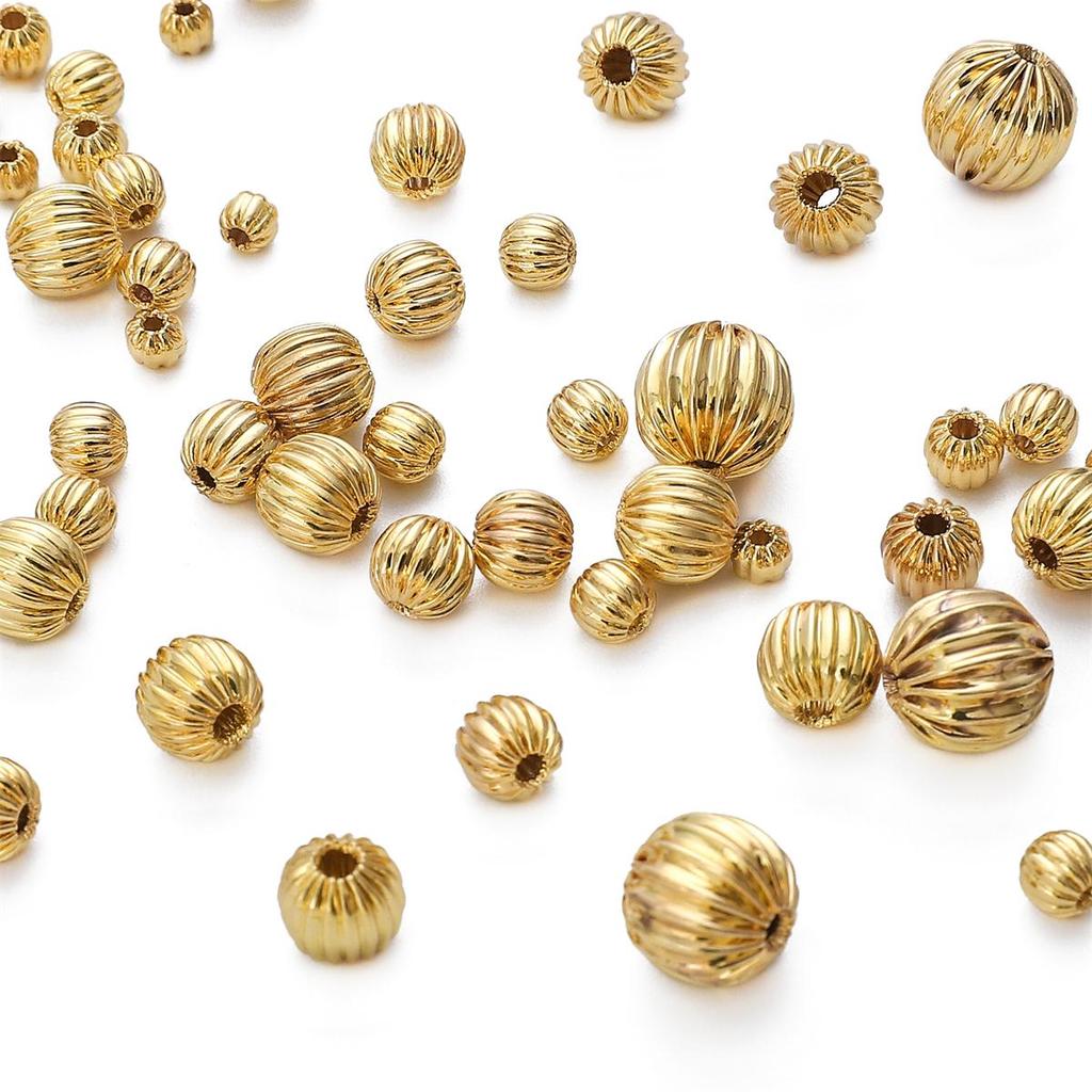 Copper Pumpkin Patterned Lantern Beads For DIY Jewelry Making Craft Accessories