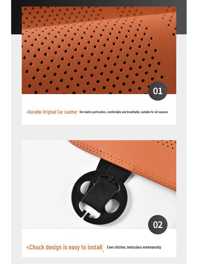 Universales Leder-Autositzkissen mit Beinstütze – Perforiert, Atmungsaktiv, Ganzjahresdesign