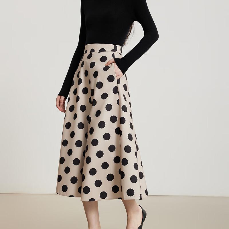 Gejin Casual Polka Dot A-Line Mid-Length Skirt