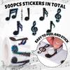 500pcs/roll Black Musical Note Laser Stickers - Adhesive Labels for Decoration & Sealing