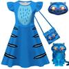 Hallowen Kids Kpop Demon Hunters Costume for Girls Kawaii Tiger Anime Figures Print Dress Bag Suit Cartoon Clothes Birthday Gift