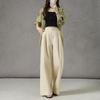 Demana Women's 100% Cotton Pleated Wide-Leg Casual Pants