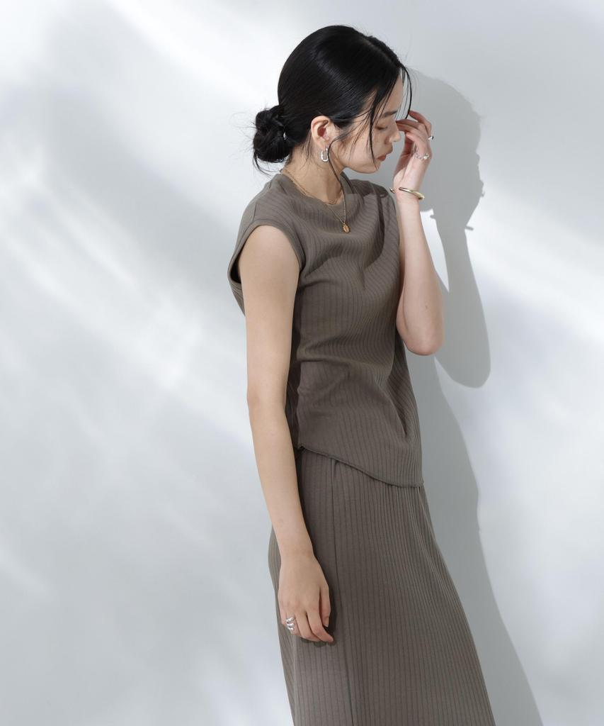 Nano Universe Sweat Ribbed Sleeveless be paired with other M 180 Khaki Anti-Soaked (R) Stain-Resistant T-Shirt (Can items) Women's 669-5124305