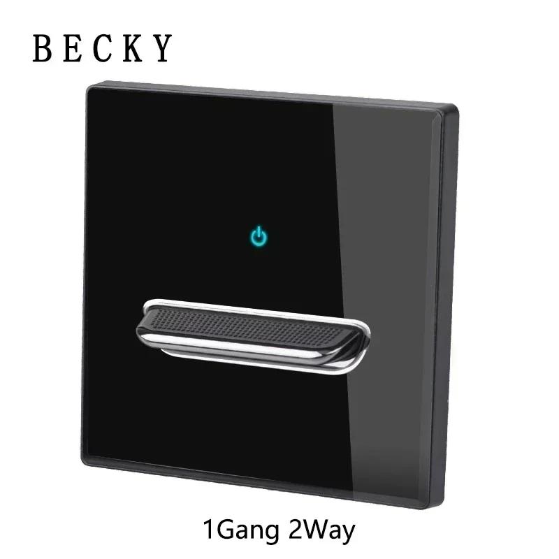 Black Tempered Glass Wall Switch Panel Led European 16a Socket Retro Toggle Light Switch Eu Uk Standard 2usb Socket 1Gang-4gang