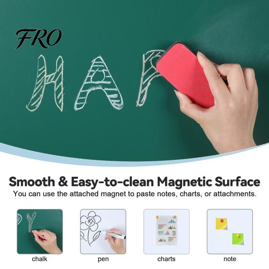 Magnetic Standing Easel Board 40x28 Inch Reversible Whiteboard/Chalkboard On Wheels, Height Adjustable, 2-in-1 Mobile Whiteboard Rolling for