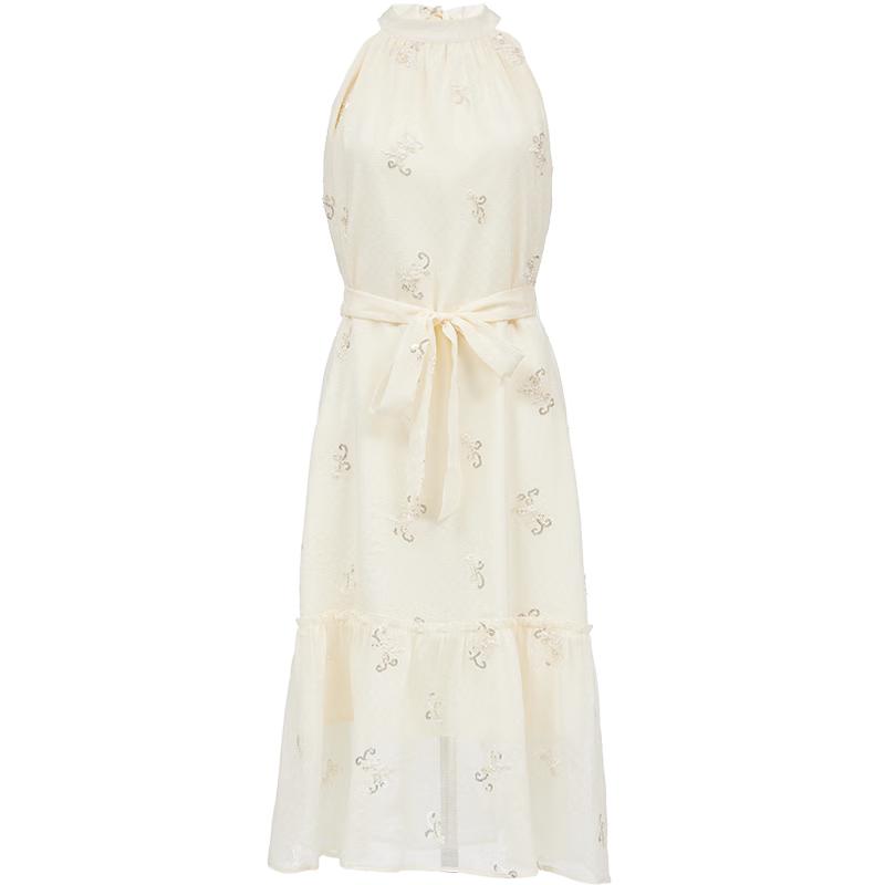 

VEROMODA Платье длинное жаккардовое с пайетками и халтером-бантом M