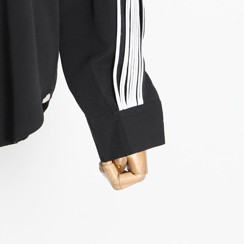 2025 Spring Korean Puff Sleeve Pleated Single-Breasted Loose Commuter Women's Shirt
