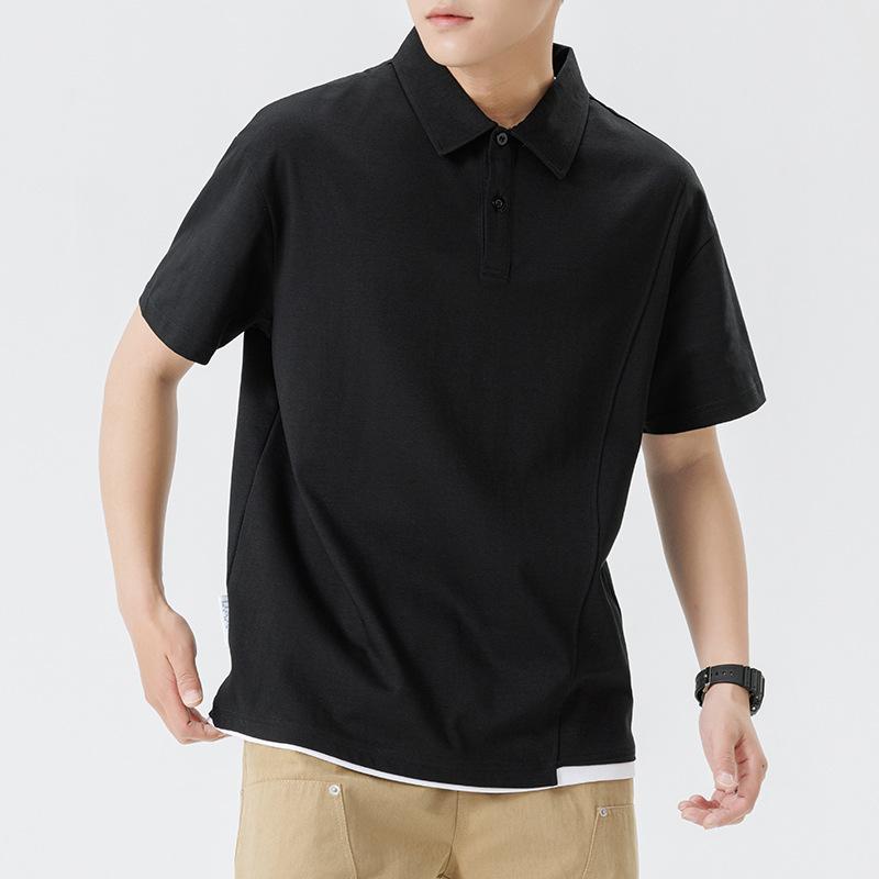 Summer Lapel Polo Shirt Men's Short-sleeved Fake Two-piece T-shirt Men's Lapel Thin Short T-t-tress