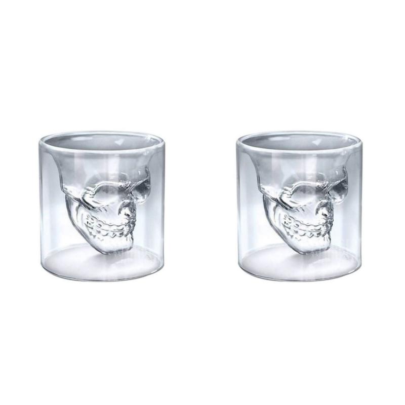 

Высококачественная жаропрочная 25 мл мини-модная голова черепа, креативная хрустальная вечерние чашка для водки и вина 2pcs
