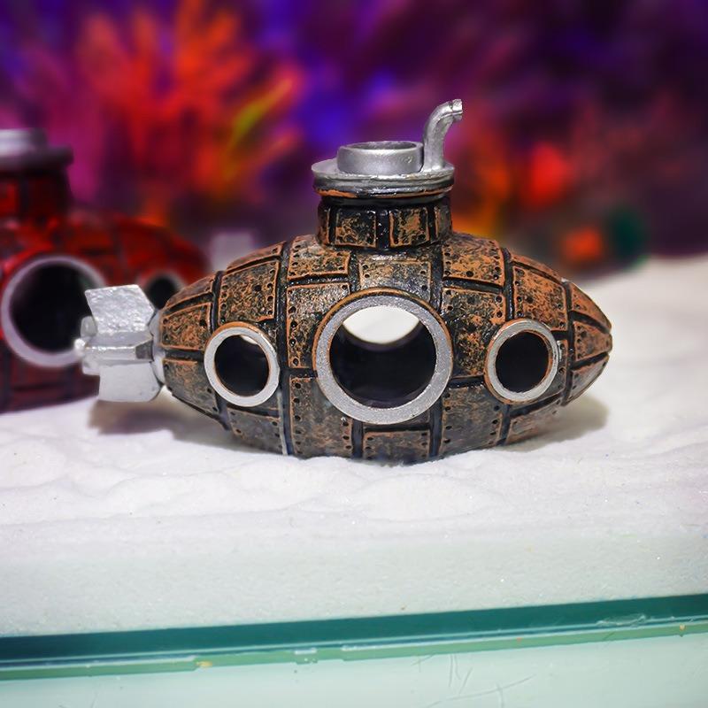 Resin Submarine Ornament Aquarium Decoration Fish Tank Scenic Decor Shrimp Hideout Theme Ornament ZSP03