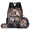 3 Pcs Set with Front Pocket Backpack Ronaldo with Thermal Insulated Lunch Tote Purse CR Pencil Case Football Star Rucksack