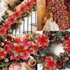 10/50pcs Artificial Glitter Christmas Flowers for Xmas Tree Ornament Fake Flower Floral New Year Party Home Decoratio