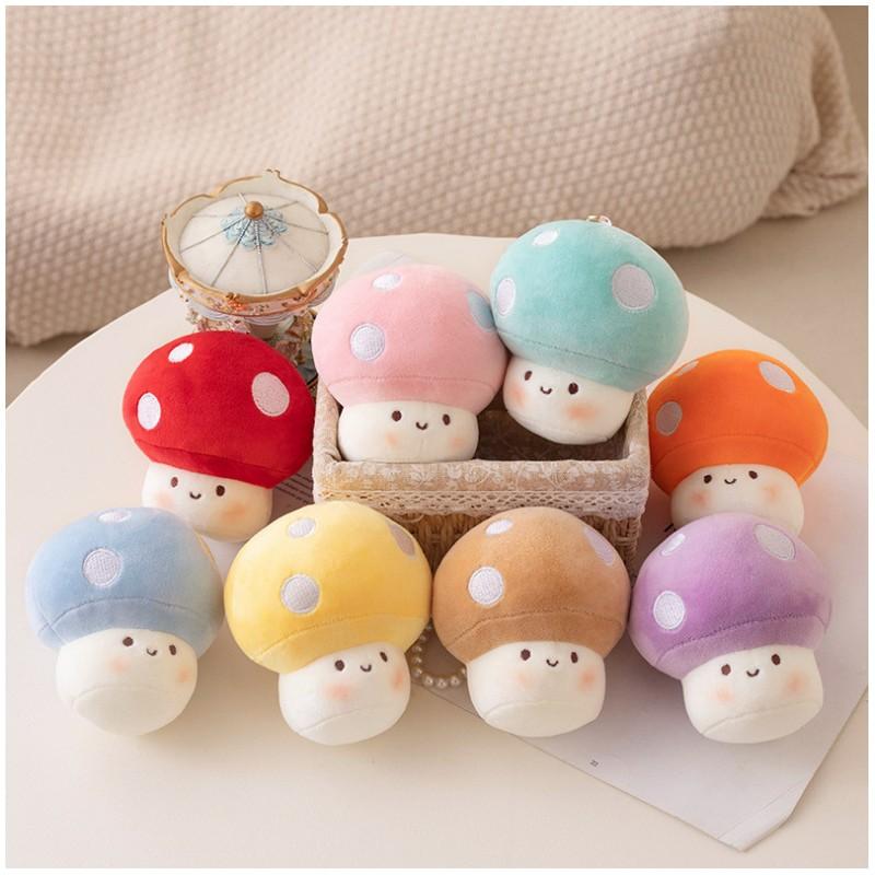 Shiitake Mushroom Plush Toys Cute Simulation Food Stuffed Dolls Keychain Pendant