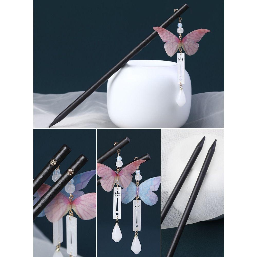 

Tassel Wooden Hair Stick Butterfly Hanfu Hairpin Classical for Women