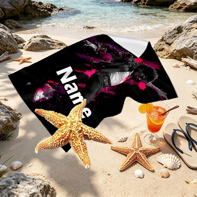 Custom Name Personalized Michael Jackson Print Beach Towel, for Trip Camping Beach Party Home Decor, Birthday Gift for Family & Friends