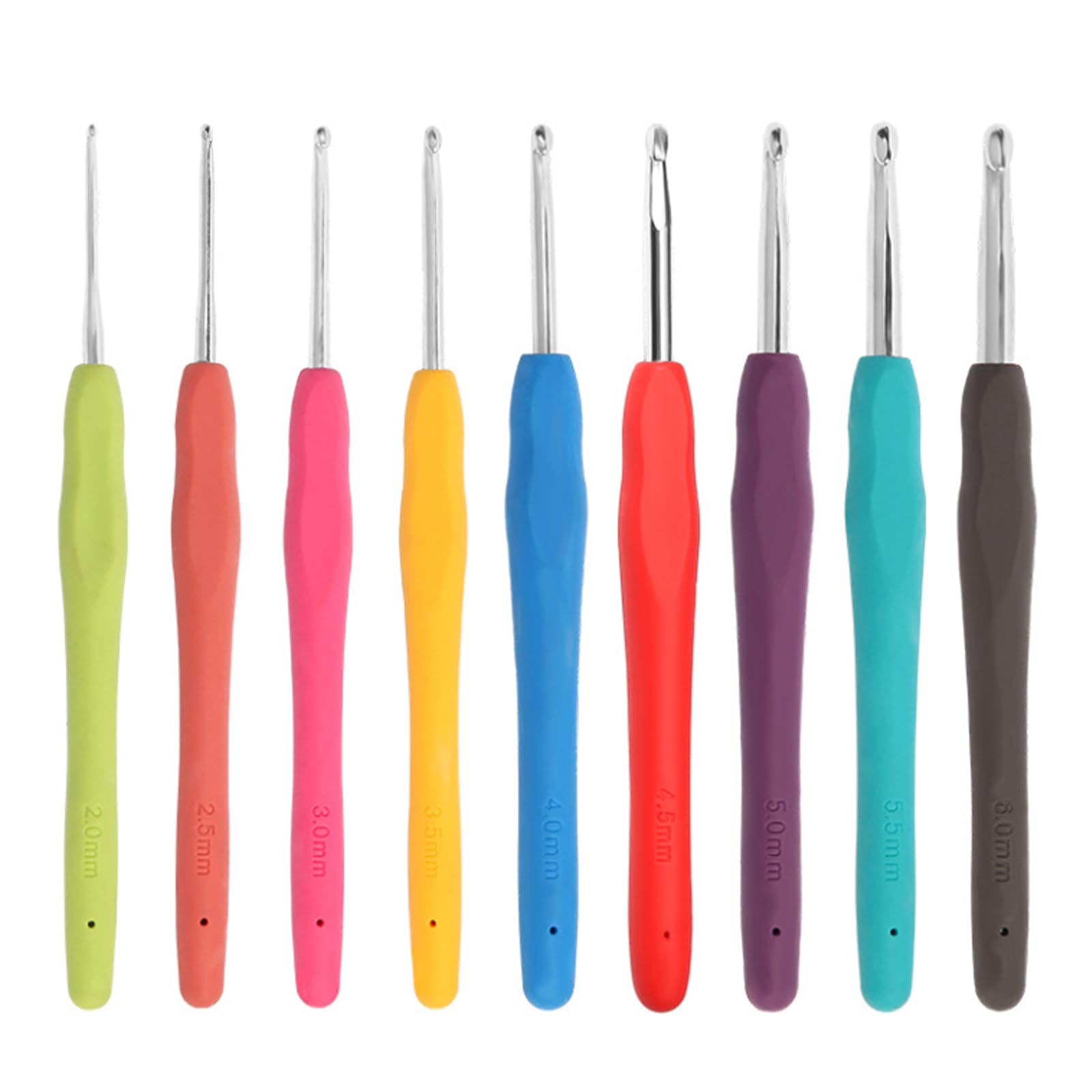 

Набор крючков для вязания и спиц, набор из 9 штук, разных цветов, с мягкими ручками, легко держать