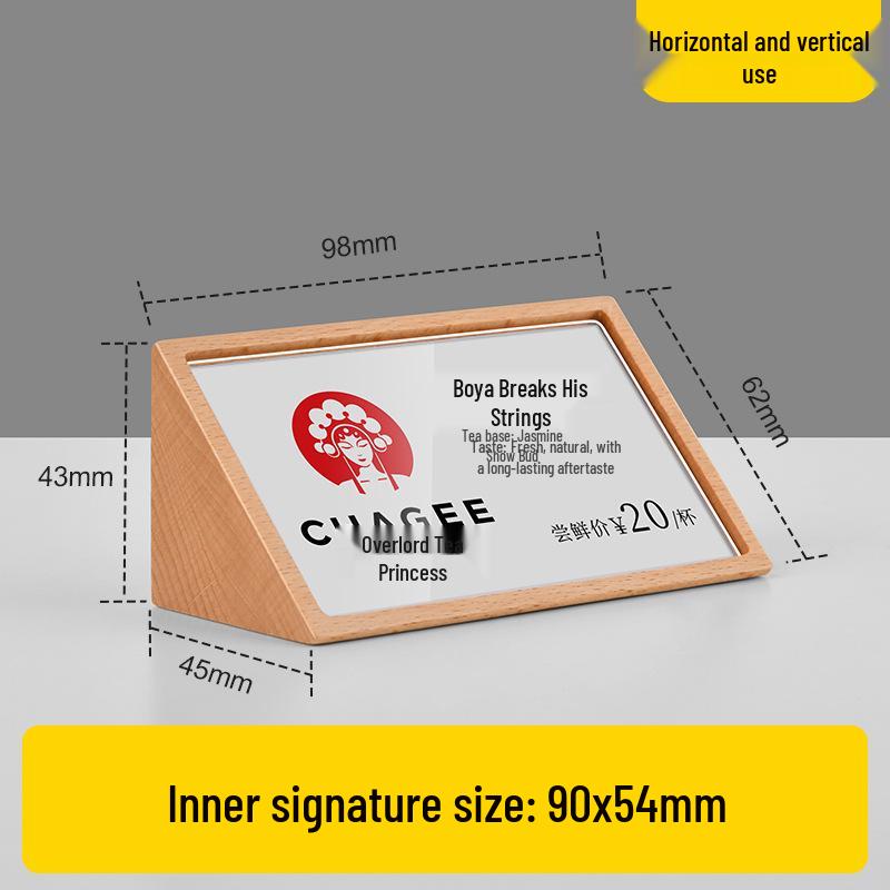 Solid Wood & Acrylic Price Tag Stand for Bread and Dessert Displays