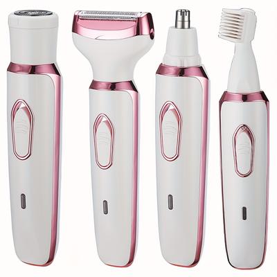 Women's Electric Razor, 4 In 1 Rechargeable Grooming Kit, Women's Electric Razor for Face, Nose, Legs and Underarms, Women's Bikini Trimmer