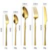 30pcs Glossy Gold Dinnerware Set Stainless Steel Tableware Knife Tea Fork Coffee Spoon Flatware Dishwasher Safe Dinner Cutlery
