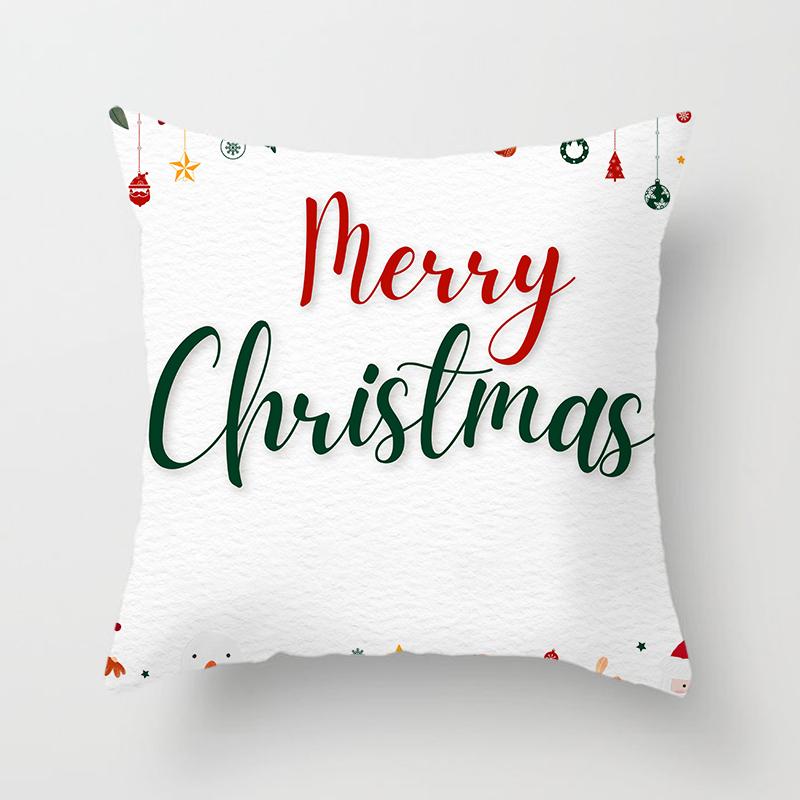 Merry Christmas Printed White Pillowcase  Style Cushion Cover Home Sofa Decoration
