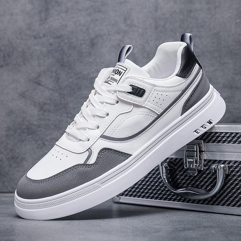 

2024 Мужская обувь, повседневные кожаные кроссовки на платформе, мужские кроссовки на плоской подошве для бега на открытом воздухе, нескользящие, модные дизайнерские, роскошные, студенческие, летние 39 серый