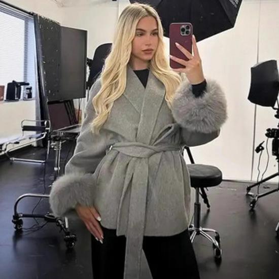 2025 Europäischer & Amerikanischer Damen Herbst/Winter Woll-Cardigan Mantel mit lockerem Revers